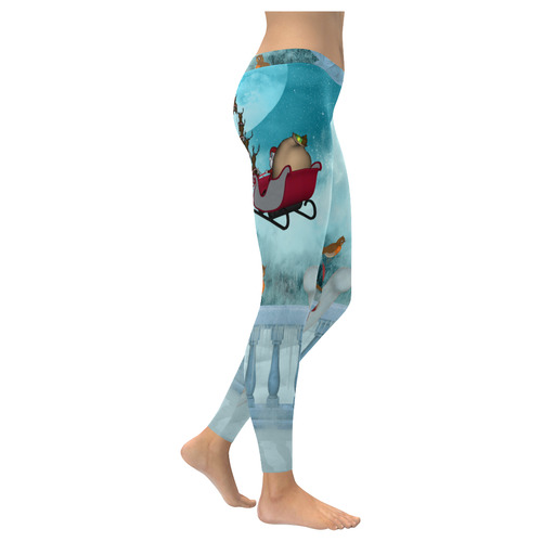Funny snowman with Santa Claus Women's Low Rise Leggings (Invisible Stitch) (Model L05)