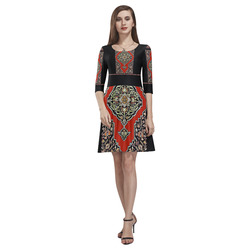 Ancient Armenian Tethys Half-Sleeve Skater Dress(Model D20)