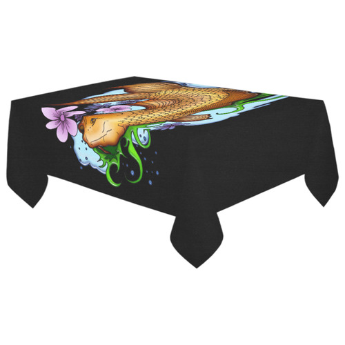 Koi Fish Cotton Linen Tablecloth 60"x 104"