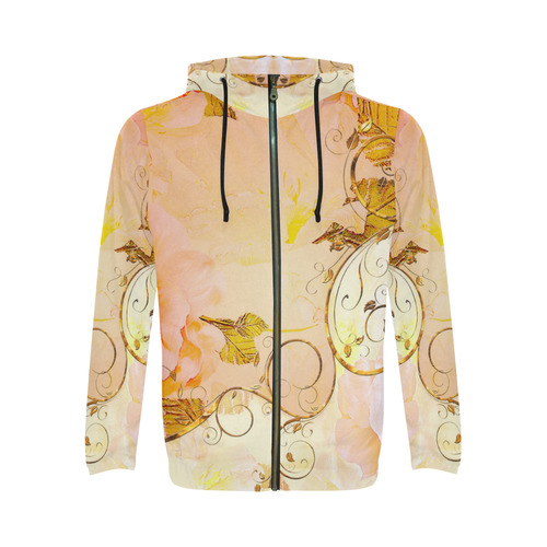 Beautiful flowers in soft colors All Over Print Full Zip Hoodie for Men (Model H14)