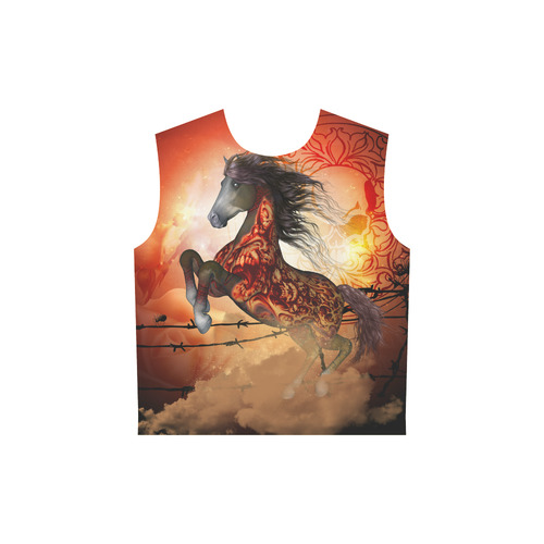 Awesome creepy horse with skulls All Over Print Sleeveless Hoodie for Women (Model H15)