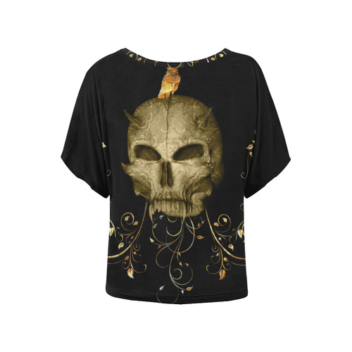 The golden skull Women's Batwing-Sleeved Blouse T shirt (Model T44)