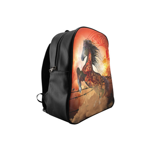 Awesome creepy horse with skulls School Backpack (Model 1601)(Small)