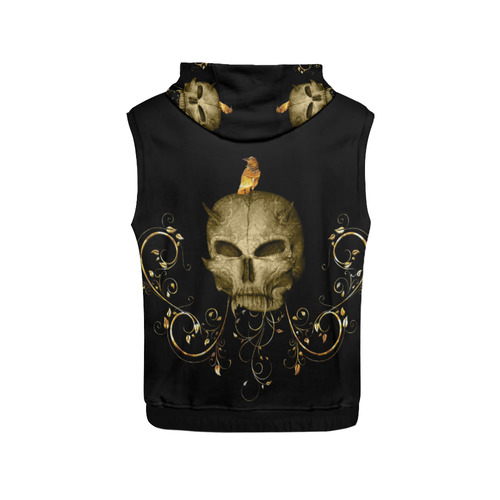 The golden skull All Over Print Sleeveless Hoodie for Women (Model H15)