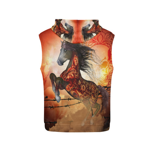 Awesome creepy horse with skulls All Over Print Sleeveless Hoodie for Women (Model H15)