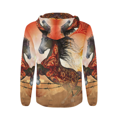 Awesome creepy horse with skulls All Over Print Full Zip Hoodie for Men (Model H14)