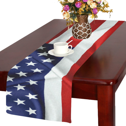 America Flag Banner Patriot Stars Stripes Freedom Table Runner 14x72 inch