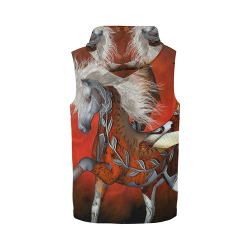 Awesome steampunk horse with wings All Over Print Sleeveless Zip Up Hoodie for Men (Model H16)