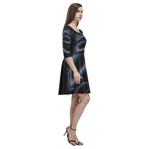 Dragon Swirl Tethys Half-Sleeve Skater Dress(Model D20)