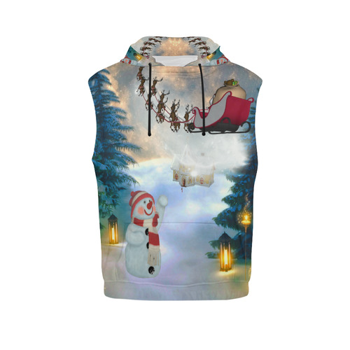 Santa Claus in the night All Over Print Sleeveless Hoodie for Men (Model H15)