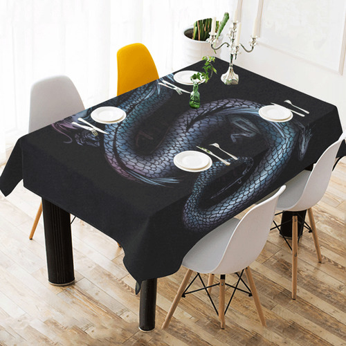 Dragon Swirl Cotton Linen Tablecloth 60" x 90"