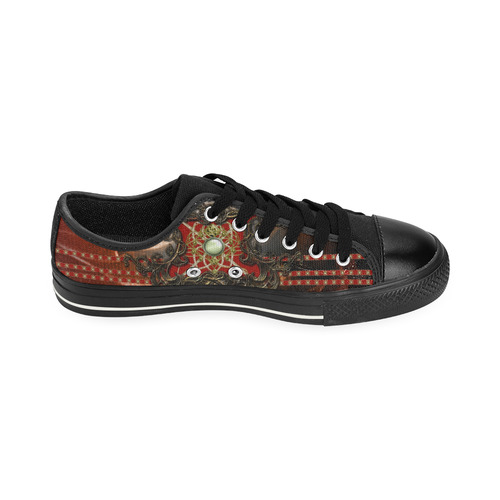 Red floral design Canvas Women's Shoes/Large Size (Model 018)