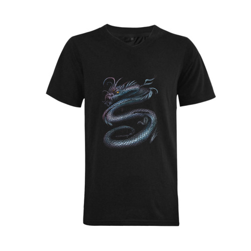 Dragon Swirl Men's V-Neck T-shirt (USA Size) (Model T10)