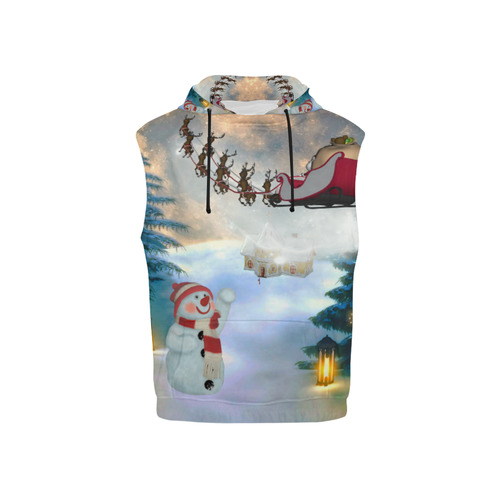 Santa Claus in the night All Over Print Sleeveless Hoodie for Kid (Model H15)
