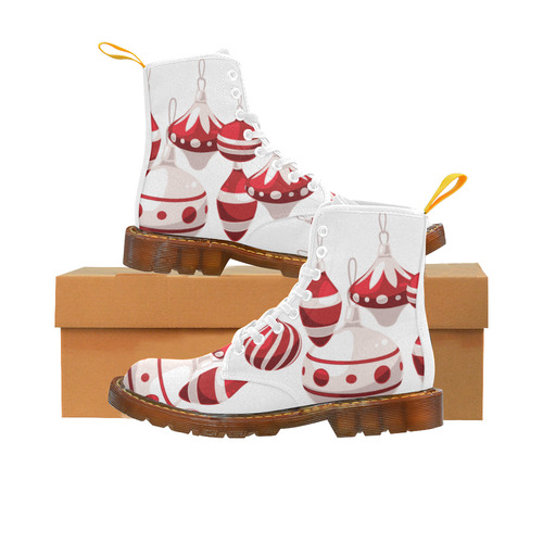 Beautiful Red White Christmas Ornaments Martin Boots For Women Model 1203H