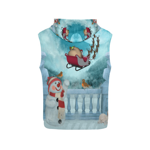 Funny snowman with Santa Claus All Over Print Sleeveless Hoodie for Men (Model H15)