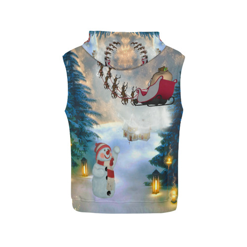 Santa Claus in the night All Over Print Sleeveless Hoodie for Men (Model H15)