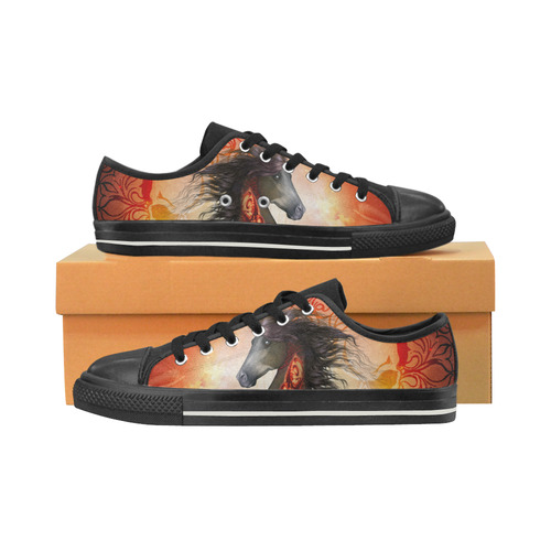 Awesome creepy horse with skulls Canvas Women's Shoes/Large Size (Model 018)