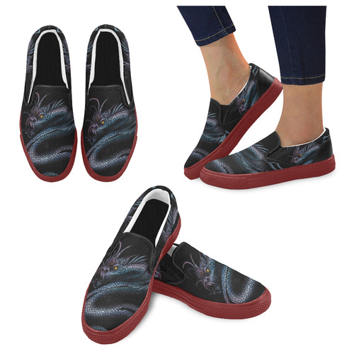Dragon Swirl Slip-on Canvas Shoes for Men/Large Size (Model 019)