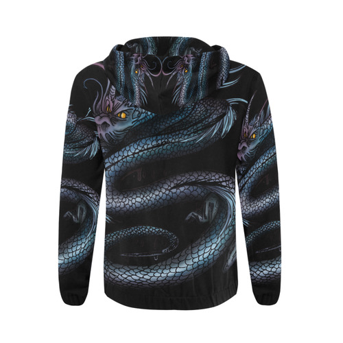 Dragon Swirl All Over Print Full Zip Hoodie for Men (Model H14)