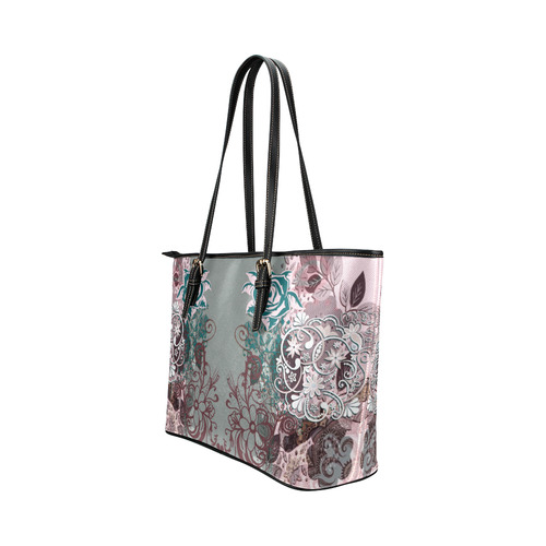 Ballet Swirl Large Tote Leather Tote Bag/Large (Model 1651)