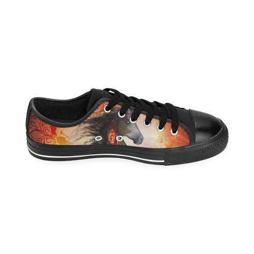 Awesome creepy horse with skulls Canvas Women's Shoes/Large Size (Model 018)