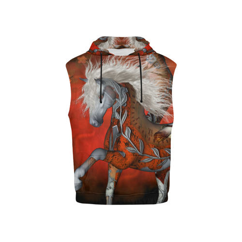 Awesome steampunk horse with wings All Over Print Sleeveless Hoodie for Kid (Model H15)