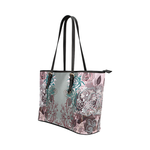 Ballet Swirl Large Tote Leather Tote Bag/Large (Model 1651)