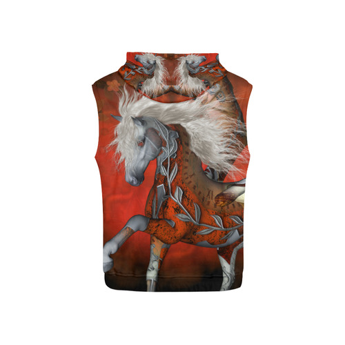 Awesome steampunk horse with wings All Over Print Sleeveless Hoodie for Kid (Model H15)