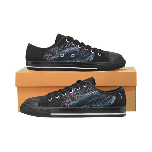 Dragon Swirl Canvas Women's Shoes/Large Size (Model 018)