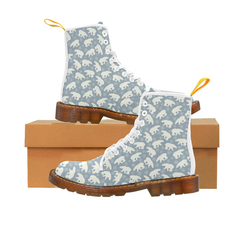 Winter Snowflakes Polar Bears Pattern Martin Boots For Women Model 1203H