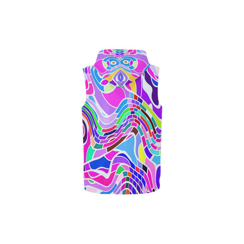 Abstract Pop Colorful Swirls All Over Print Sleeveless Zip Up Hoodie for Kid (Model H16)
