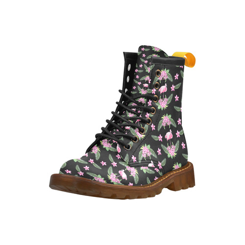 Tropical Flamingo Pattern I High Grade PU Leather Martin Boots For Men Model 402H