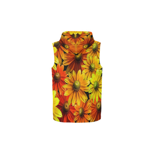 Bright Orange And Yellow Gerbera Daisies All Over Print Sleeveless Zip Up Hoodie for Kid (Model H16)