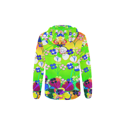 Abstract Pop Neon Flowers All Over Print Full Zip Hoodie for Kid (Model H14)