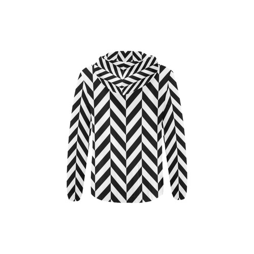 Black And White Herringbone All Over Print Full Zip Hoodie for Kid (Model H14)