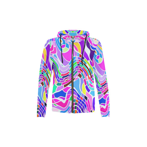 Abstract Pop Colorful Swirls All Over Print Full Zip Hoodie for Kid (Model H14)