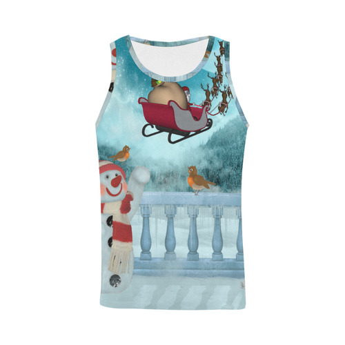 Funny snowman with Santa Claus All Over Print Tank Top for Men (Model T43)