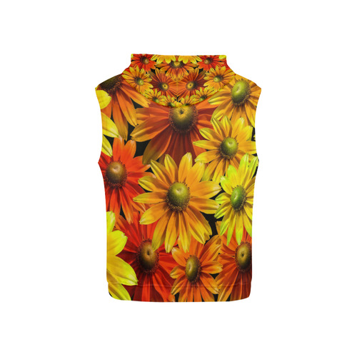 Bright Orange And Yellow Gerbera Daisies All Over Print Sleeveless Hoodie for Kid (Model H15)