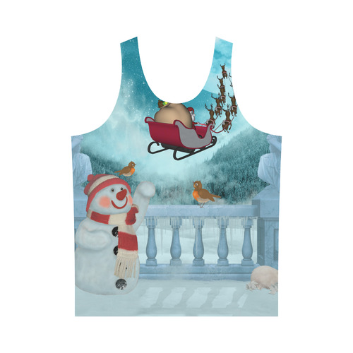 Funny snowman with Santa Claus All Over Print Tank Top for Men (Model T43)
