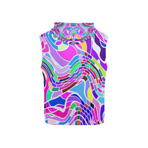 Abstract Pop Colorful Swirls All Over Print Sleeveless Hoodie for Kid (Model H15)