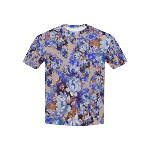 Blue And Tangerine Floral Kids' All Over Print T-shirt (USA Size) (Model T40)