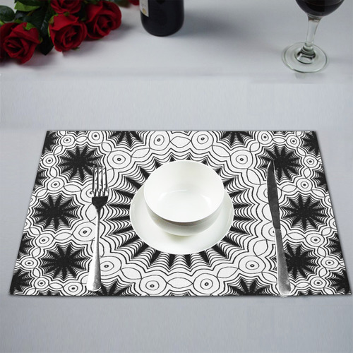 Black and white spiders lace pattern Placemat 12’’ x 18’’ (Two Pieces)