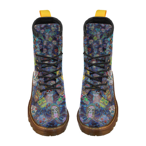 Gothic Sugar Skull Pattern II High Grade PU Leather Martin Boots For Women Model 402H
