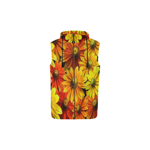 Bright Orange And Yellow Gerbera Daisies All Over Print Sleeveless Zip Up Hoodie for Kid (Model H16)
