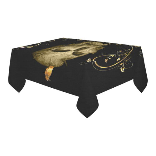 The golden skull Cotton Linen Tablecloth 60" x 90"