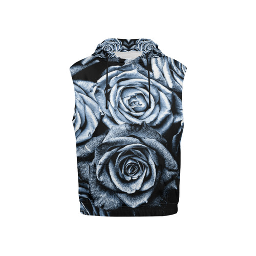 Vintage Blue Roses All Over Print Sleeveless Hoodie for Kid (Model H15)