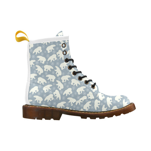 Winter Snowflakes Polar Bears Pattern High Grade PU Leather Martin Boots For Men Model 402H