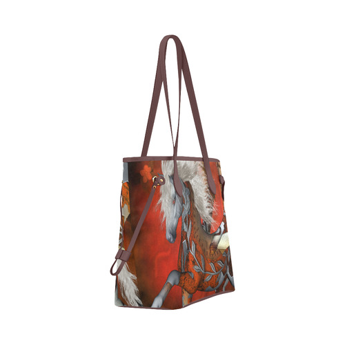 Awesome steampunk horse with wings Clover Canvas Tote Bag (Model 1661)