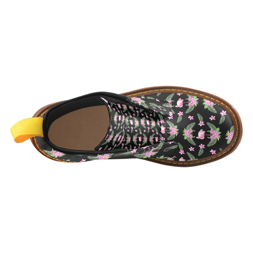 Tropical Flamingo Pattern I High Grade PU Leather Martin Boots For Men Model 402H